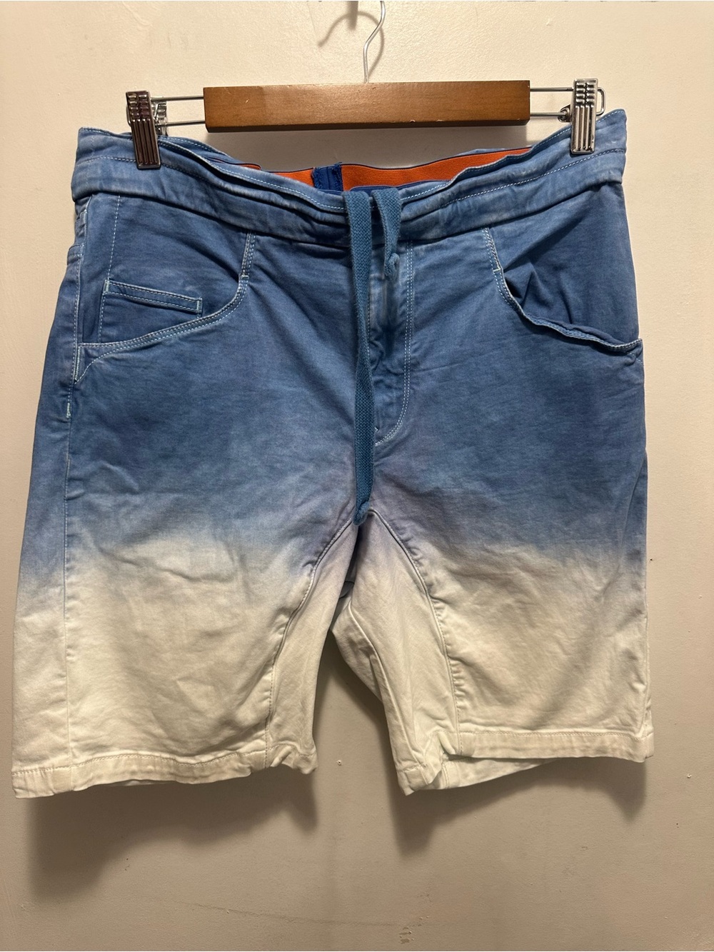 PULLIN Blue Ombré Drawstring Shorts Men’s Large French Designer Stretch
